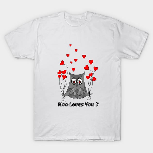 VALENTINES Day Owl T-Shirt by SartorisArt1